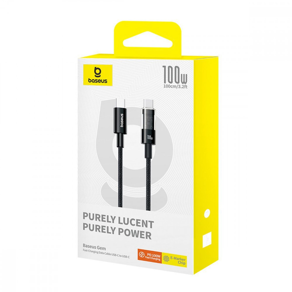 Кабель Baseus Gem Fast-Charging Data Cable Type-C to Type-C 100W 1m Blue, изображение 2