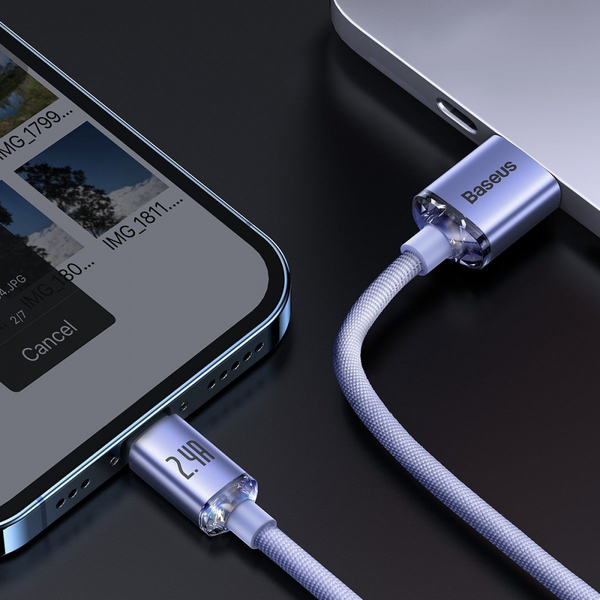 Кабель Baseus Crystal Shine Series Fast Charging Lightning 2.4A (1.2m) Blue, изображение 3