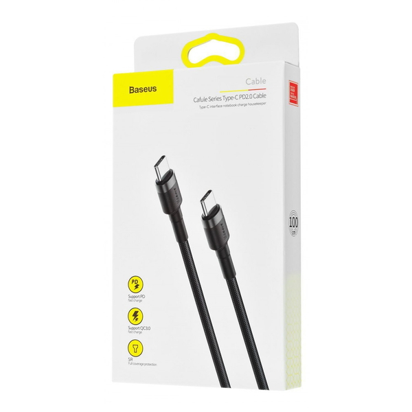 Кабель Baseus Cafule Type-C to Type-C PD 2.0 60W (1m) Red/black, изображение 2
