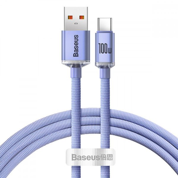 Кабель Baseus Crystal Shine Series Fast Charging Type-C 100W (1.2m) Purple
