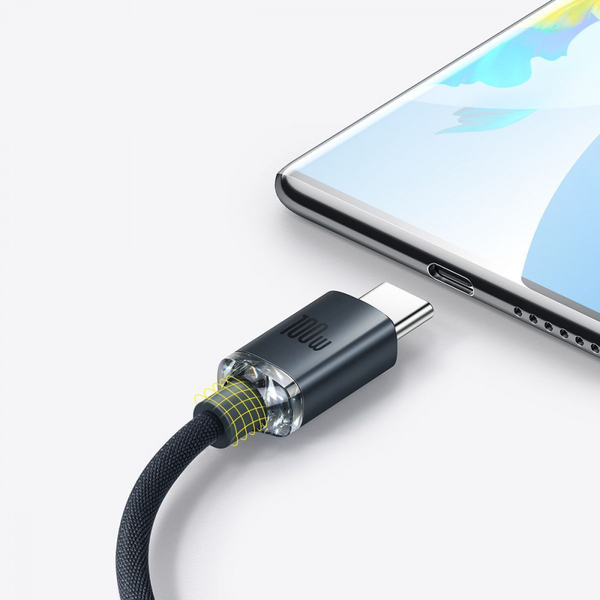Кабель Baseus Crystal Shine Series Fast Charging Type-C 100W (2m) Blue, изображение 3