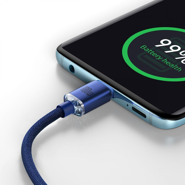 Кабель Baseus Crystal Shine Series Fast Charging Type-C to Type-C 100W (1.2m) Blue, изображение 5