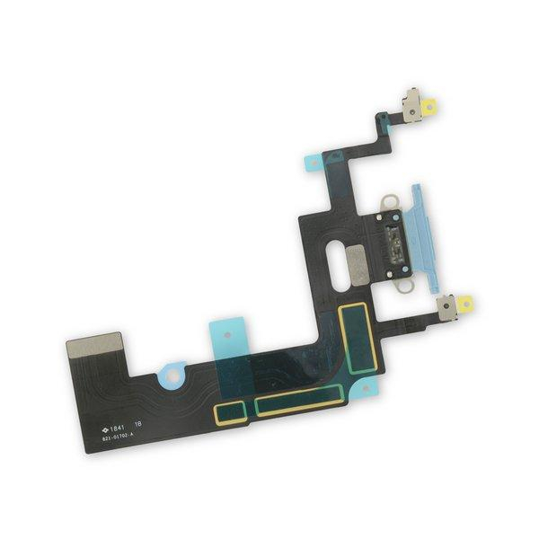 Шлейф (flex) для iPhone XR blue с разъемом зарядки и микрофоном Оригинал