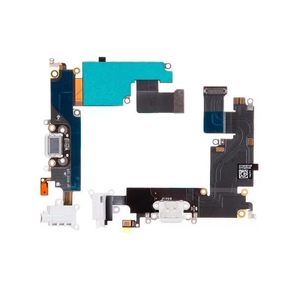 Шлейф (flex) для iPhone 6S Plus white с разъемом зарядки и микрофоном Оригинал
