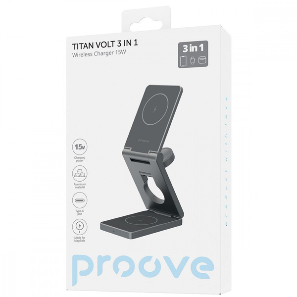 Бездротовий зарядний пристрій Proove Titan Volt 3 in 1 Gray, изображение 2