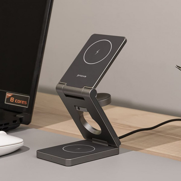 Бездротовий зарядний пристрій Proove Titan Volt 3 in 1 Gray, изображение 9