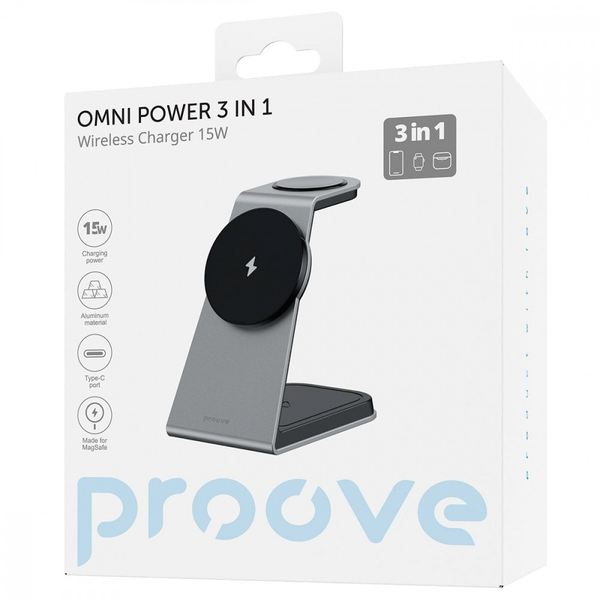 Бездротовий зарядний пристрій Proove Omni Power 3 in 1 White, изображение 2