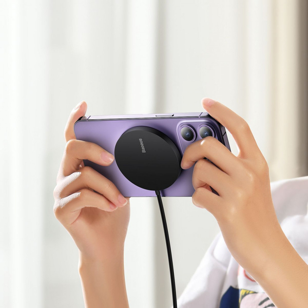 Бездротовий зарядний пристрій Baseus Simple Mini3 Magnetic Wireless Charger 15W Purple, зображення 4