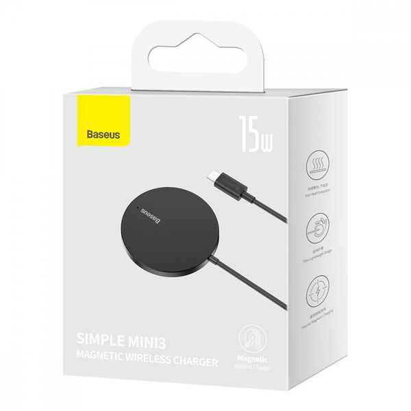 Бездротовий зарядний пристрій Baseus Simple Mini3 Magnetic Wireless Charger 15W Purple, зображення 2