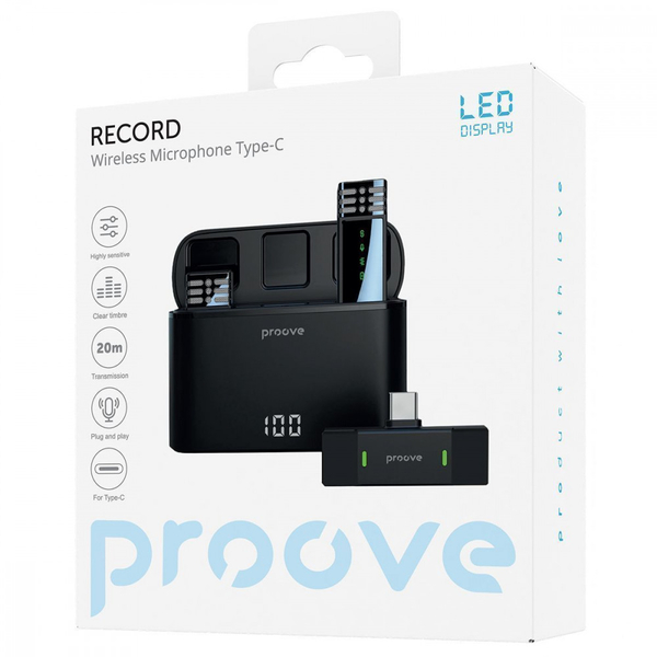 Бездротовий петличний мікрофон Proove Record Type-C Black, изображение 2