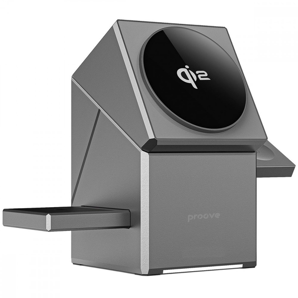 Бездротовий зарядний пристрій Proove Iron Hide 3 in 1 Qi2 Gray, изображение 4