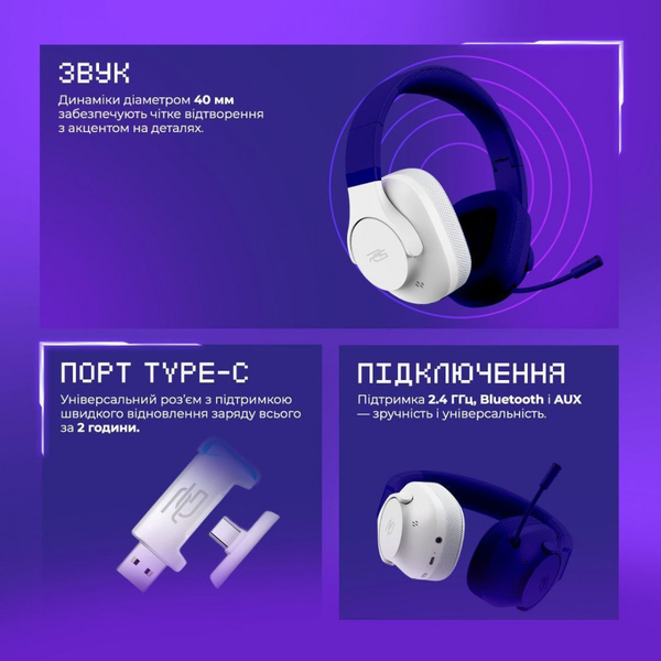Бездротова ігрова гарнітура Proove Gaming Bliss Pro (APP) White, изображение 10