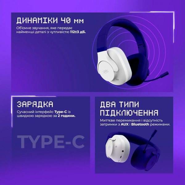 Бездротова ігрова гарнітура Proove Gaming Bliss (APP) White, изображение 11