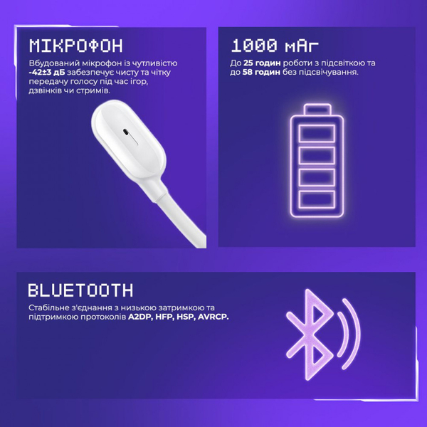 Бездротова ігрова гарнітура Proove Gaming Rapture (APP) White, изображение 10