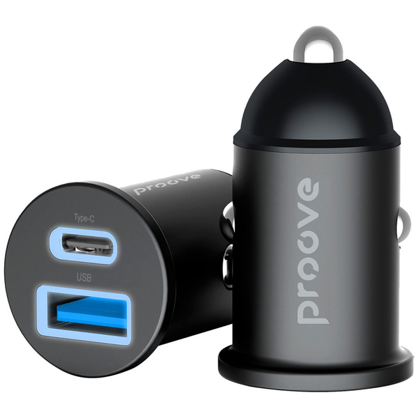 Автомобільний зарядний пристрій Proove Tiny Power 30W (Type-C + USB) Black, изображение 5