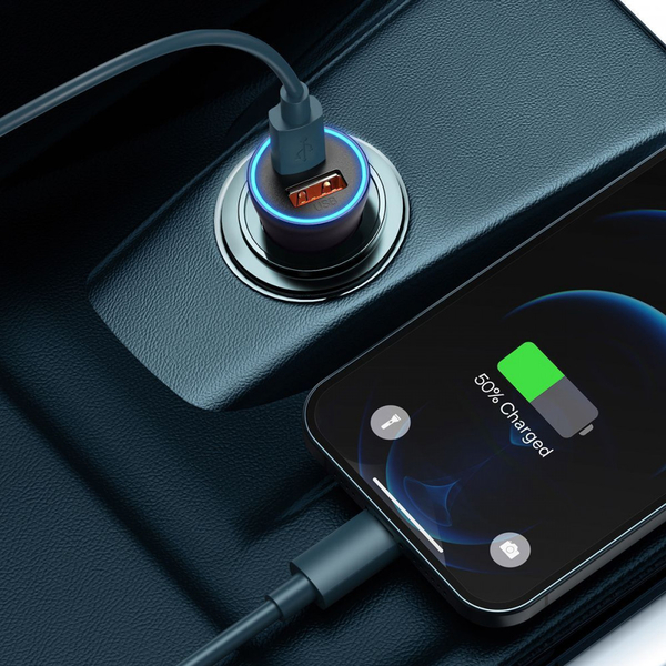 Автомобільний зарядний пристрій Baseus Golden Contactor Max 60W USB + Type-C Blue, изображение 3