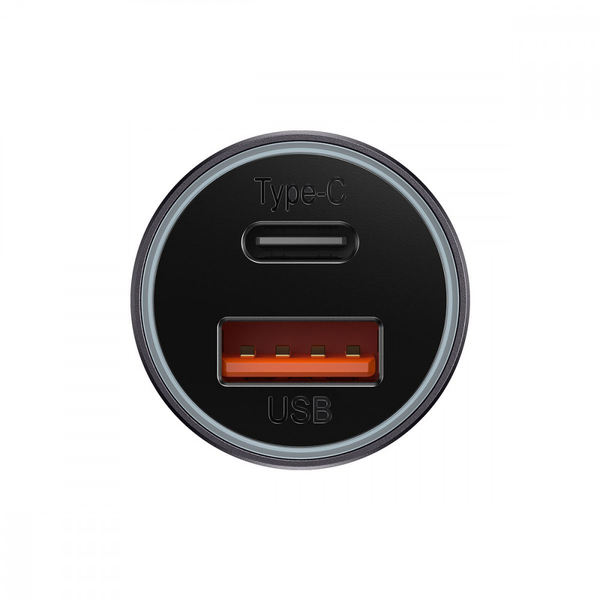 Автомобільний зарядний пристрій Baseus Golden Contactor Max 60W USB + Type-C Dark gray, зображення 7
