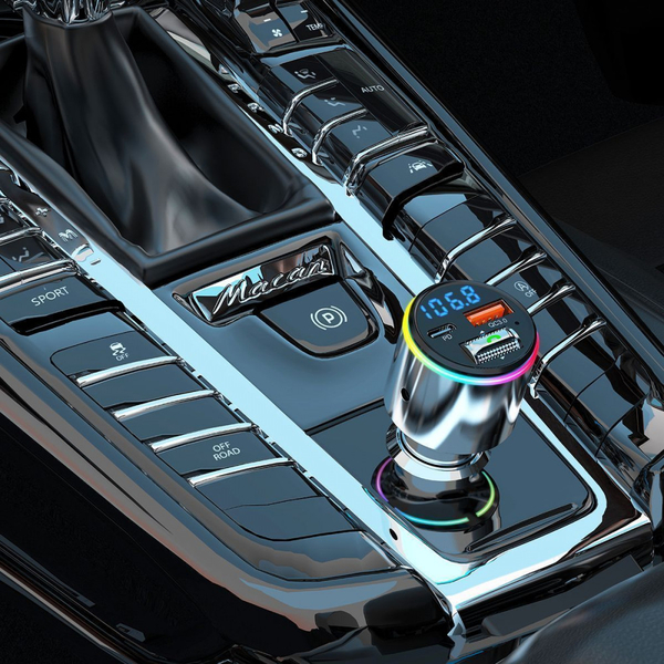 Автомобільний зарядний пристрій Proove FM Launcher Power Drive 30W (PD+QC3.0) Type-C+USB+AUX Silver, изображение 6