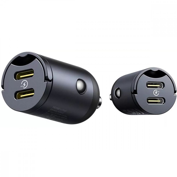 Автомобільний зарядний пристрій Baseus Tiny Star Mini Car Charger 2xType-C 30W Black, зображення 5