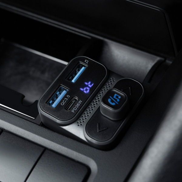 Автомобільний зарядний пристрій Proove FM Launcher Luxor SE 36W (PD+QC3.0) Type-C+USB Gray, изображение 12