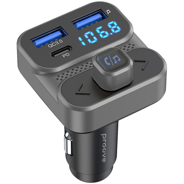 Автомобільний зарядний пристрій Proove FM Launcher Luxor SE 36W (PD+QC3.0) Type-C+USB Gray, изображение 4