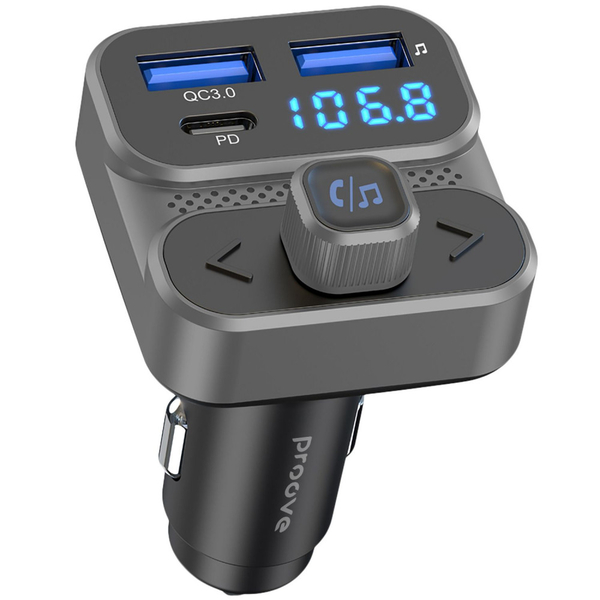 Автомобільний зарядний пристрій Proove FM Launcher Luxor SE 36W (PD+QC3.0) Type-C+USB Gray
