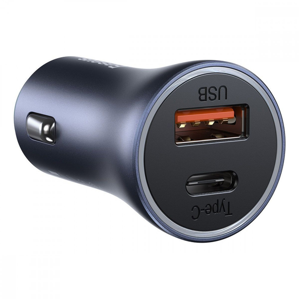 Автомобільний зарядний пристрій Baseus Golden Contactor Pro 40W USB + Type-C + Cable Type-C 5A (1m) Dark gray, зображення 3