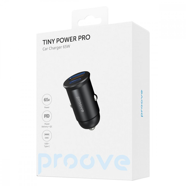 Автомобільний зарядний пристрій Proove Tiny Power Pro 65W (USB + Type-C) Black, зображення 2