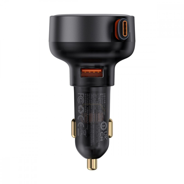 Автомобільний зарядний пристрій Baseus Enjoyment Pro Car Charger USB + Retractable Type-C Cable 60W Black, зображення 3