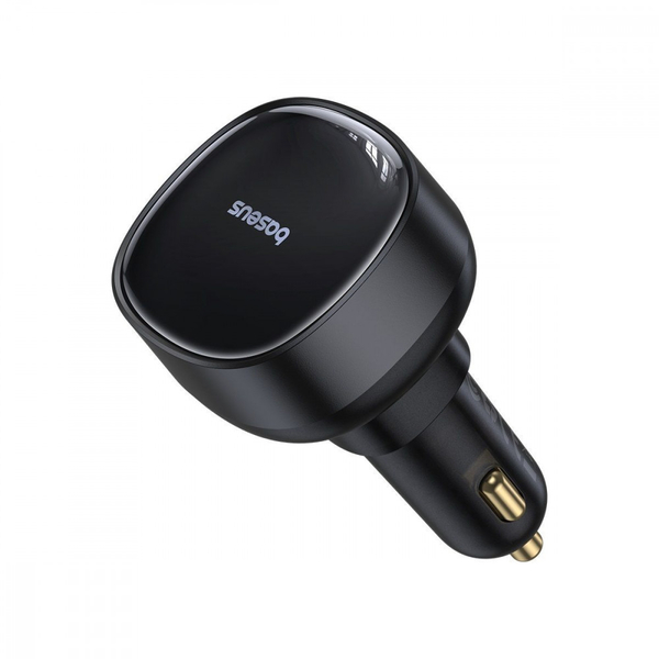Автомобільний зарядний пристрій Baseus Enjoyment Pro Car Charger USB + Retractable Type-C Cable 60W Black, зображення 4