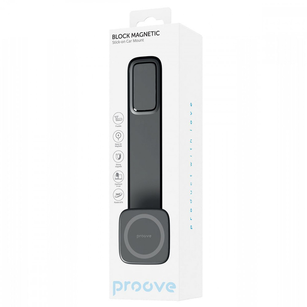 Автомобільний тримач Proove Block Magnetic Stick-on Car Mount Magnetic Ring Black, зображення 2