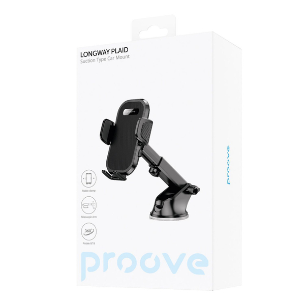 Автомобільний тримач Proove Longway Plaid Suction Type Car Mount Black, зображення 2