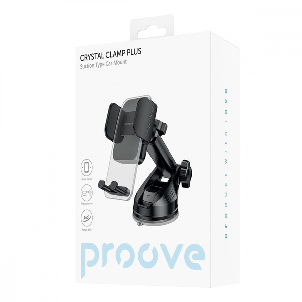 Автомобільний тримач Proove Crystal Clamp Plus Suction Type Car Mount Black, изображение 2