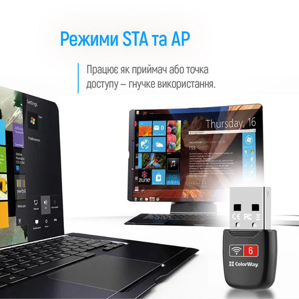 Адаптер ColorWay Wi-Fi 6 286 Мбіт/с (CW-AD-W1), изображение 9