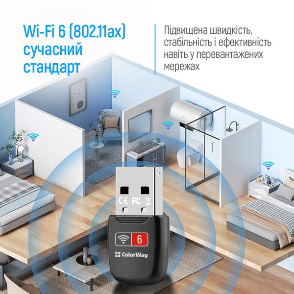 Адаптер ColorWay Wi-Fi 6 286 Мбіт/с (CW-AD-W1), изображение 11