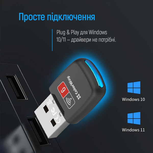 Адаптер ColorWay Wi-Fi 6 286 Мбіт/с (CW-AD-W1), изображение 13