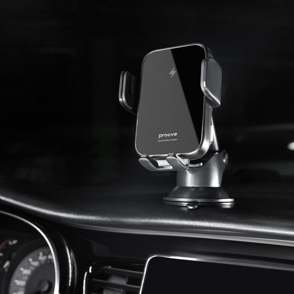 Автомобільний тримач з бездротовою зарядкою Proove Triple Clamp 15W Black, изображение 3