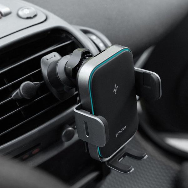 Автомобільний тримач з бездротовою зарядкою Proove Triple Clamp Pro 15W Metal gray, зображення 6