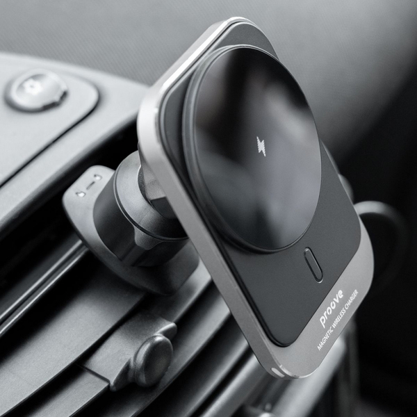Автомобільний тримач з бездротовою зарядкою Proove Square Magnetic Pro 15W Metal gray, изображение 3