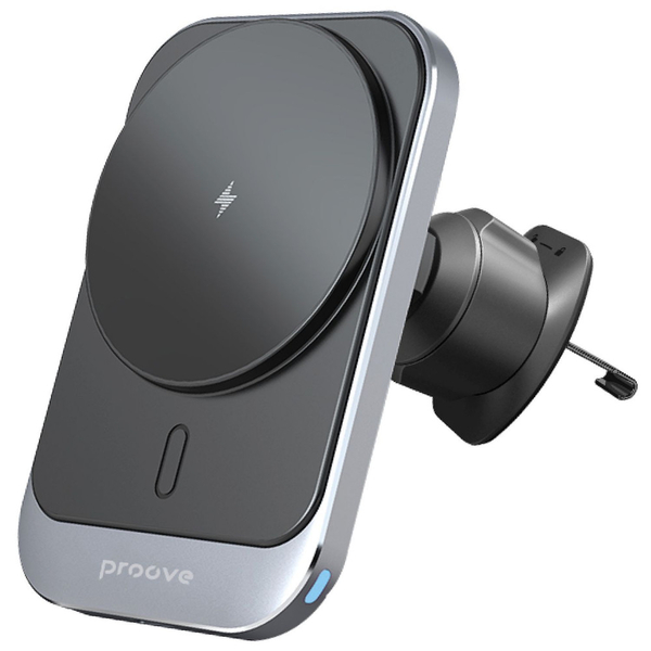 Автомобільний тримач з бездротовою зарядкою Proove Square Magnetic Pro 15W Metal gray