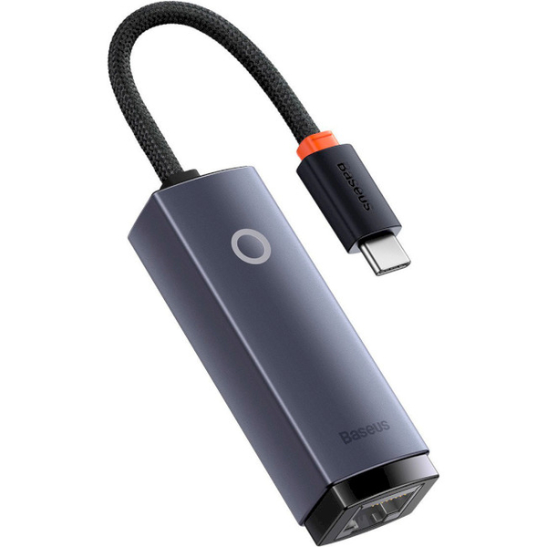 Переходник Baseus Lite Series Ethernet Adapter Type-C to RJ45 LAN Port (1000Mbps Aluminum Alloy) Grey (WKQX000313)