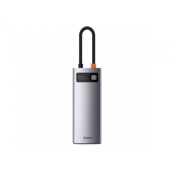 USB-хаб Baseus Metal Gleam Series 5-in-1 Multifunctional Type-C HUB Docking Station Gray (Type-C to HDMI*1+USB3.0*3+PD*1) (CAHUB-CX0G)