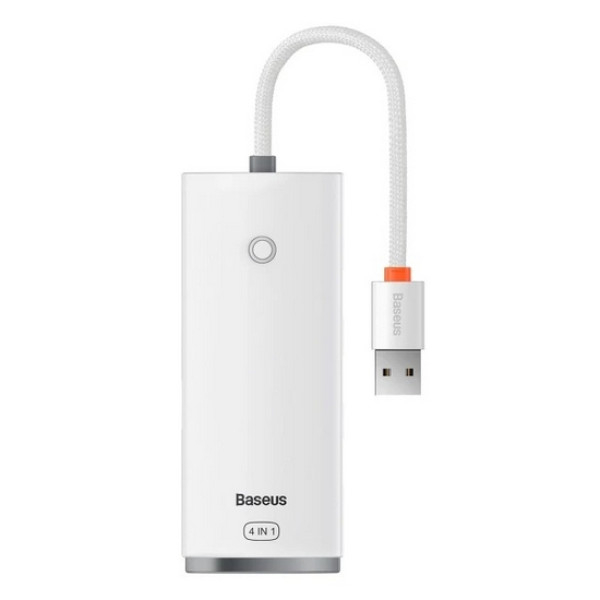 USB-хаб Baseus Lite Series 4-Port USB-A HUB Adapter (USB-A to USB 3.0*4) 25cm White (WKQX030002)