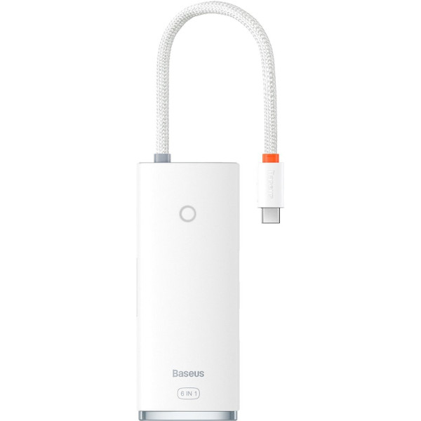 USB-хаб Baseus Lite Series 6-Port Type-C HUB Docking Station (Type-C to HDMI+USB3.0*2+PD+SD/TF) White (WKQX050102)