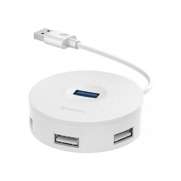 USB-хаб Baseus round box HUB adapter (USB3.0 to USB3.0*1+USB2.0*3) 10cm White (CAHUB-F02)