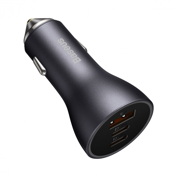 Автомобільний зарядний пристрій Baseus Golden Contactor Pro Triple Fast Charger Car Charger 65W U+C+C Dark Gray (CGJP020313)