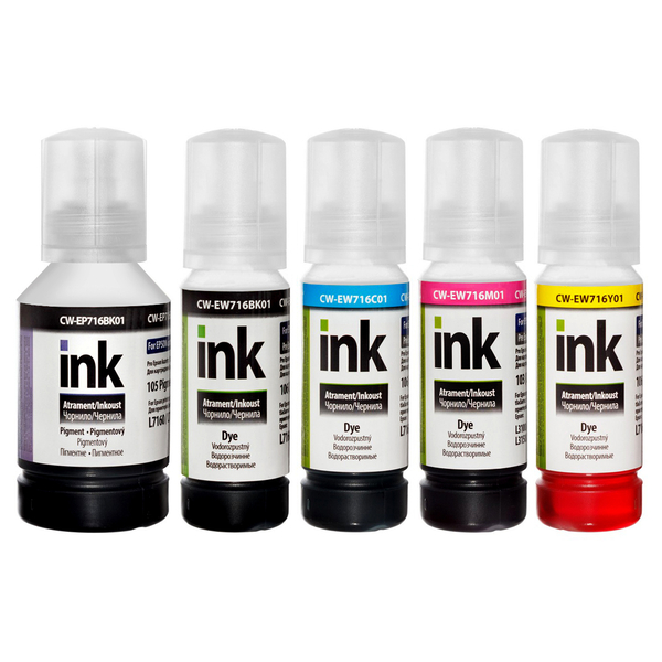 Комплект чорнил ColorWay до Epson EP716/EW716 BK/C/M/Y Dye-based 140 ml + 4 x 70 ml (CW-EP716/EW716SET01)