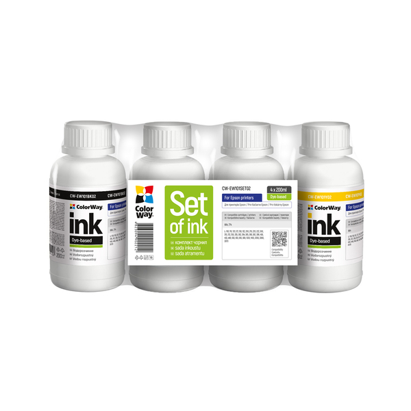 Комплект чорнил ColorWay до Epson EW101 BK/C/M/Y Dye-based 4 x 200 ml (CW-EW101SET02)
