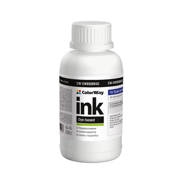 Чорнило ColorWay до Epson EW650 BK Dye-based 200 ml (CW-EW650BK02)