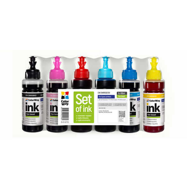 Комплект чорнил ColorWay до Epson EW810 BK/C/LC/LM/M/Y Dye-based 6 x 100 ml (CW-EW810SET01)